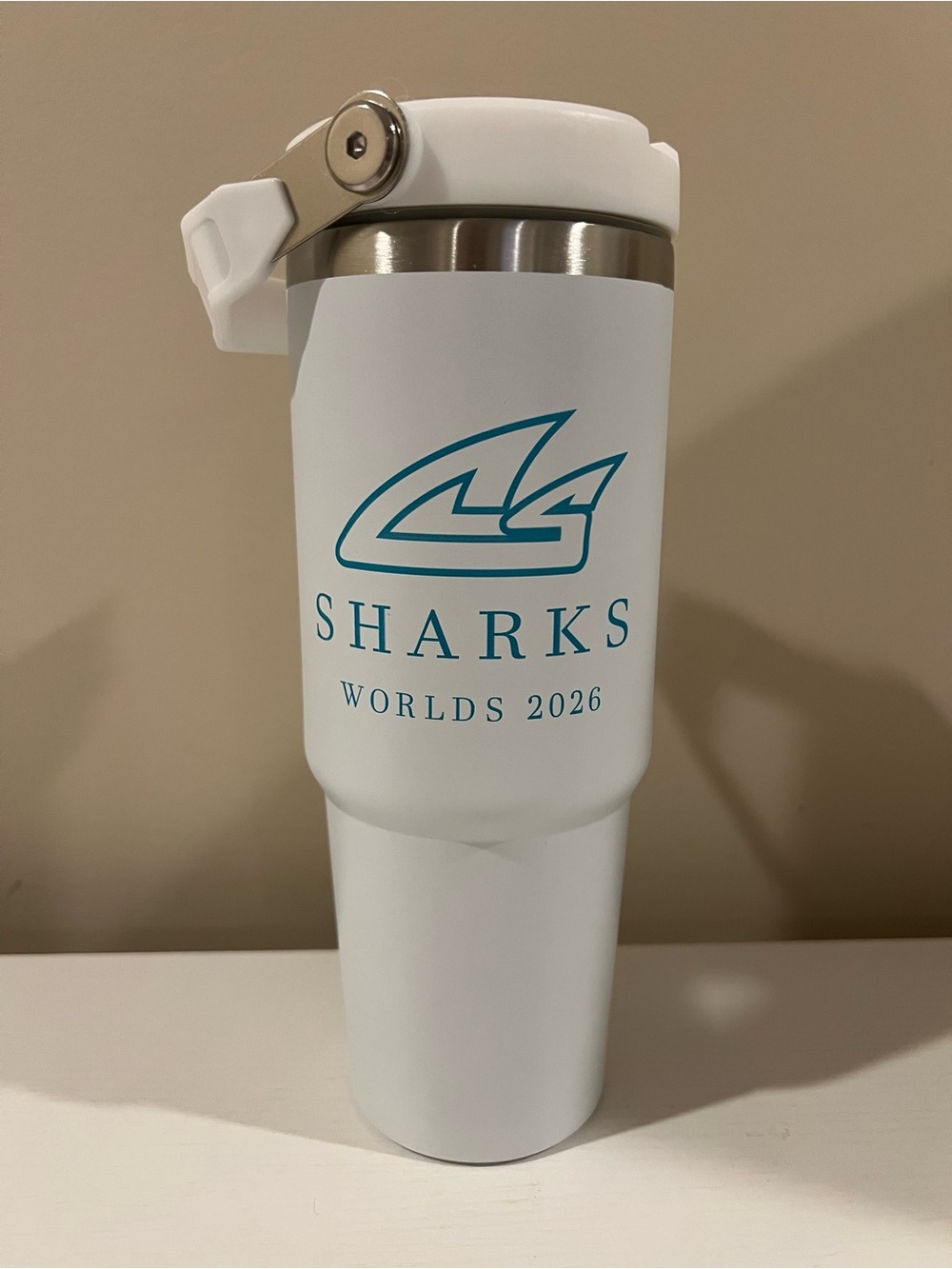 Cheer Sport Sharks Cheerleading Worlds Insulated Water Bottle Tumbler NEW